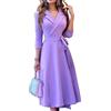 shownicer Abito da Donna Anni'50 da Cocktail Vintage 3/4 Maniche A-Line Rockabilly Cocktail Partito Swing Abito Stampa Floreale A-Line Vestito D Viola L