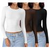 Ekouaer Base Layer Maglia Termica Donna Girocollo Intimo Termico Autunno Termico Top da Donna