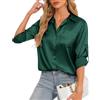 HANERDUN Camicia Donna Elegante di Raso con Scollo a V e Taglio Spalle Dritte Camicetta a Colore Solido Top