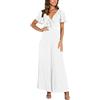 ticticlily Tuta Donna Elegante Estiva Jumpsuit Monopezzi Tutine Maniche Corte/Spalle Scoperta Tute Lungo Sexy Casuale Monopezzo senza Schienale Rompers Pantaloni Lunghi Overalls Bianco XL