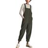 ORANDESIGNE Donne Salopette in Velluto a Coste Alla Moda Pantaloni Retrò Casual Larghi Senza Maniche Salopette Gamba Dritta con Tasche A Army Green L