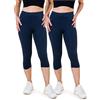 SES Leggings Capri da donna lunghi a 3/4, confezione da 2 pezzi, da 32-34 a 56-58, opachi ed elastici con vita morbida e vestibilità perfetta, cotone con elastan, blu navy, 38-40