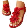 Generico Sandali Donna,Sandali Donna Estive Comode Piatti Ciabatte con Decorazioni A Fiore Eleganti Bohemia Open Toe Sandalo per Spiaggia, Casa e Mare,36-43, Rosso,43