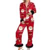 Zanisouta - Pigiama da donna natalizio, lungo, elegante e con motivi divertenti, set da due pezzi con chiusura a bottoni, pigiama natalizio accogliente, Xmas, O rosso., s
