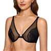 DOBREVA Donna Reggiseno Apertura Frontale Pizzo Nero 6F