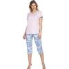 e.Femme Pigiama da Donna Marion 310, a Maniche Corte, in 50% Cotone e 50% Modal, Rosa Antico, Stampa, 46