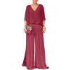 shownicer Completo Donna Elegante Tailleur in Chiffon 2 Pezzi Set Completi di Pantaloni da Cerimonia Taglia Grande Abbigliamento Due Pezzi Set