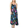 Goldenpoint Donna Copricostume Estivo Waterpop - Abito Lungo Maxi Smanicato con Spalline Sottili in Tessuto Leggero Fantasia Astratta Taglia M/L Colore Multicolor