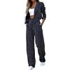 pvucpot Tailleur Gessato Donna Eleganti 2 Pezzi Gilet e Pantaloni Ufficio e Lavoro Completo Donna Estate Blazer Maniche Lunghe Tuta Elastici in Vita Set di Abiti in Tinta Unita