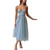 shownicer Vestito da Cerimonia Donna Elegant Vestiti Scollo a V Senza Maniche Abito da Sera Damigella d' Onore Vestiti Cocktail Abiti Vita Alta Abito da Festa A Azzurro S