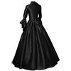 Generisch Abito vittoriano, da donna, stile gotico, vintage, con stampa, abito da ballo a maniche lunghe, elegante, abito da sera rinascimentale, stile retrò, orlo baggy invernale, tinta unita, da