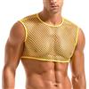 Amy Coulee Maglia da uomo a rete muscolare, giallo., M