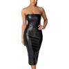 MANYMANY Abito Longuette Aderente in Ecopelle Sexy Senza Spalline per Donna Abiti in Pelle PU con Top a Tubino da Club alla Moda