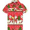King Kameha Funky-Camicia-Hawaiana, Natale, Manica-Corta, Christmas-Border-Print, Rosso, 3XL