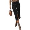 seiveini Gonna di Jeans Donna Lunga Spacco Estiva Denim Skirts B Nero M