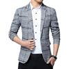 Onsoyours Giacca Blazer Uomo A Quadri Abito Slim Fit Giacche Vintage Plaid con Button Elegante Suit Cappotto Casual Affari Formale Cena Blazer B Grigio 4XL