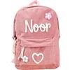 Nergaebe Zaino Personalizzato per Bambini - Zaino in Velluto a Coste con Nome Ricamato, Zainos Scolastico in Corda di Cotone, Regalo per Bambine/Bambini - Ideale per la Scuola
