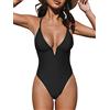CUPSHE Costume da bagno da donna Costume intero da bagno con scollo a V profondo e cinturino regolabile sul retro incrociato