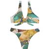 xixirimido Bikini da donna con scollo a V Sexy costume da bagno con cinturino spaghetti XS-2XL, Foglia di Ginkgo Biloba Oro, S