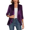 Kyzoeyou Cardigan da donna increspato con maniche a 3/4 in velluto cardigan retrò vintage blazer aperto davanti capispalla giacche casual da donna top, P-viola, M