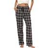 AIRIKE Donna Pantaloni Lungo Pigiama Cotone Pantaloni Morbidi a Quadretti con Tasche