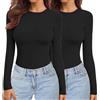 Ekouaer Donna Confezione da 2 Maglie a Maniche Lunghe Girocollo Camicie Termiche Set Elasticizzato Aderente Sottoscrubs Layer Tee XS-XXL