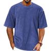 ADOREJOY T-Shirt Oversize da Uomo a Maniche Corte Vintage lavate Basic Allentate | ADOREJOY Camicie casual a girocollo in cotone lavato con acido, abbigliamento estivo, abbigliamento da palestra