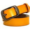 ESPOFY Cintura da donna Cintura in vera pelle con fibbia in lega a bottone singolo Giallo (115cm)