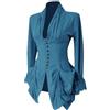 Masrin Elegante camicia da donna smoking vintage steampunk gotico rinascimentale per feste, stile medievale, con finiture in pizzo, tunica irregolare con scollo a V e maniche lunghe, Celeste., M