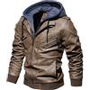 Oanviso Giacca Pelle Uomo Giacca Moto Biker con Cappuccio F Grigio XL | Giubbotto, Manica Lunga, Antivento, Outdoor, Giacche, Parka, di Pelle PU, Caldo, Autunno, Invernale
