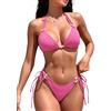 Rayson Donna Costume da Bagno Sexy 2 Pezzi Elegante Tie Triangolo Bikini di Perle Imbottito Colore Puro Spiaggia a Vita Bassa