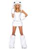 Generisch Costume da orso polare, da donna, con animali, sexy, con cappuccio, per carnevale, cosplay, abbigliamento da festa