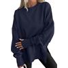 ZICUE Donne Felpe Leggere A Maniche Lunghe con Spacchi Laterali Camicie Casual Oversize in Tinta Unita