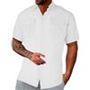 Generic Camicie di lino da uomo in cotone casual a maniche corte camicia estiva spiaggia hawaiana button down mens abbigliamento vacanza camicie moda top adulto vestibilità regolare UK, bianco, XL