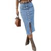 seiveini Gonna di Jeans Donna Lungo con Bottoni Spacco Midi Gonne Denim a Vita Alta Retro Chic Elegant Skirts B Azzurro M