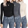 Ekouaer Thermal Maglia Termica Donna Sportiva Maglietta Manica Lunga Invernale Magliette Termiche, Nero/Grigio/Beige, M