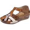 LJFIWY Sandali ortopedici da donna, punta chiusa, morbidi, larghi, sandali estivi per alluce valgo, supporto per arco plantare, in pelle, stile retrò, scarpe romane da giardino, taglie 3-7,5, Marrone,