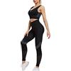 MJGkhiy Completo Sportivo Donna Palestra Elastici 2 Pezzi Fitness Crop Tops E Leggins Vita Alta Tute Set Abbigliamento Sportivi Tute Da Yoga Senza Cuciture Tuta Completa Curvy Per Corso Gym