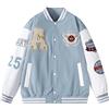 Yesgirl Giacca da Baseball da Uomo College Giacca Unisex Bomber Jacket Cappotto Varsity Jacket Oversize Sportiva Jackets Vintage Streetwear Outwear Autunno E Azzurro L