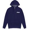 Jeep Felpa con cappuccio in spugna francese con zip intera, colore blu ardesia, leggera, super morbida, unisex con logo ricamato, Blu denim , XXX-Large