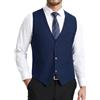 HISDERN Gilet Abito Uomo Elegante Blu Scuro Panciotto Uomo Regular Fit Cotone Poliestere Panciotti da Sposo Classico Gilet Vestito con 3 Bottoni Tasche per Matrimonio Cerimonia Ufficio XXL