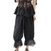 TUWIXIUW Pantaloni Corti in Pizzo per Le Donne con Volant Lunghi Bloomers Flare Lace Trim Pantaloons Vintage Capri Bloomer Pantaloni, Carino Nero, L
