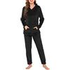 Lovasy Pigiama in Pile Donna Invernali Pigiami Due Pezzi a Maniche Lunghe | con Cappuccio Set Pigiama Caldo Comodo e Soffice con Tasche