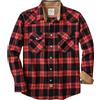 Dubinik® 6 oz Camicia Uomo Flanella Camicia Pile Cotone Western Cowboy Bottone di Perla Manica Lunga Pesante Quadri Vintage Grigio Scuro E Rosso S