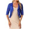 Allegra K Donna Coprispalle in Pizzo Manica A 3/4 Bolero Elegante con Volant Cerimonia Cardigan Corto Blu Reale XL