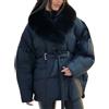 nicticsi Giacca Invernale da Donna con Colletto in Peluche Staccabile Tinta Unita Coulisse Giubbotto con Tasche Retrò Parka da Outwear