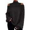 Generic Maglia Donna Inverno Maglia Asimmetrica Donna Women S 2025 And Winter off Shoulder Sweater Women S Pullover Half Turtleneck Sleeve Eight Loose Maglioni Cotone XXL Maglione Invernale Black XL