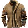 Generisch Trucker Giacca in pile da uomo, invernale, per le mezze stagioni, con cerniera calda, parka invernale, con colletto alto, vintage, foderata in pile, giacca tattica Sherpa