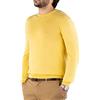 Cashmere Zone-Maglione Uomo Girocollo in Puro Cotone Egiziano Artigianalità Italiana e Confort a Manica Lunga (L, Giallo)