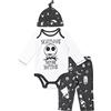 Disney Nightmare Before Christmas Jack Skellington Zero Sally Newborn Baby Boys 3 Piece Outfit Set: Cuddly Bodysuit Pants Hat White / Gray 3-6 Months